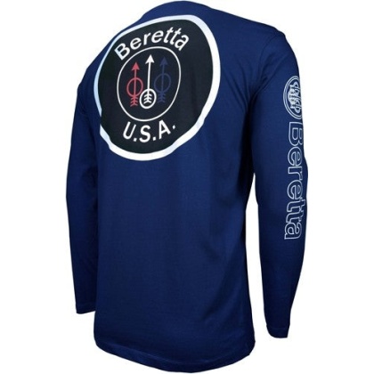 Beretta T-shirt Long Sleeve - Usa Logo Medium Navy Blue