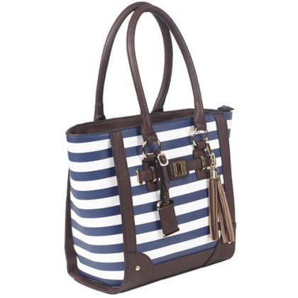 Bulldog Concealed Carry Purse - Tote Style Navy Stripe